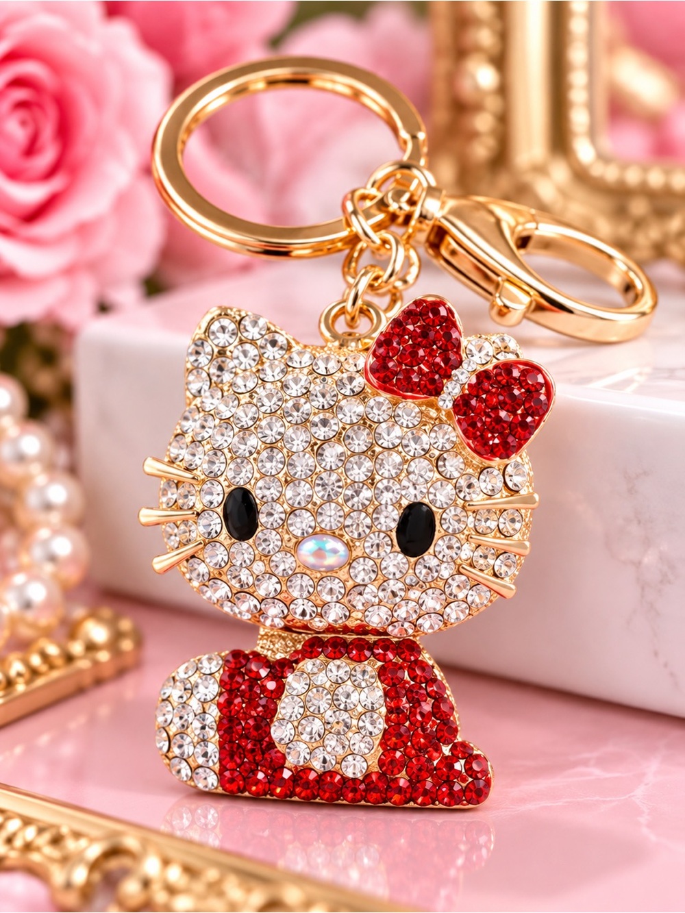 Hello Kitty Sparkling Rhinestone Keychain Bag Charm